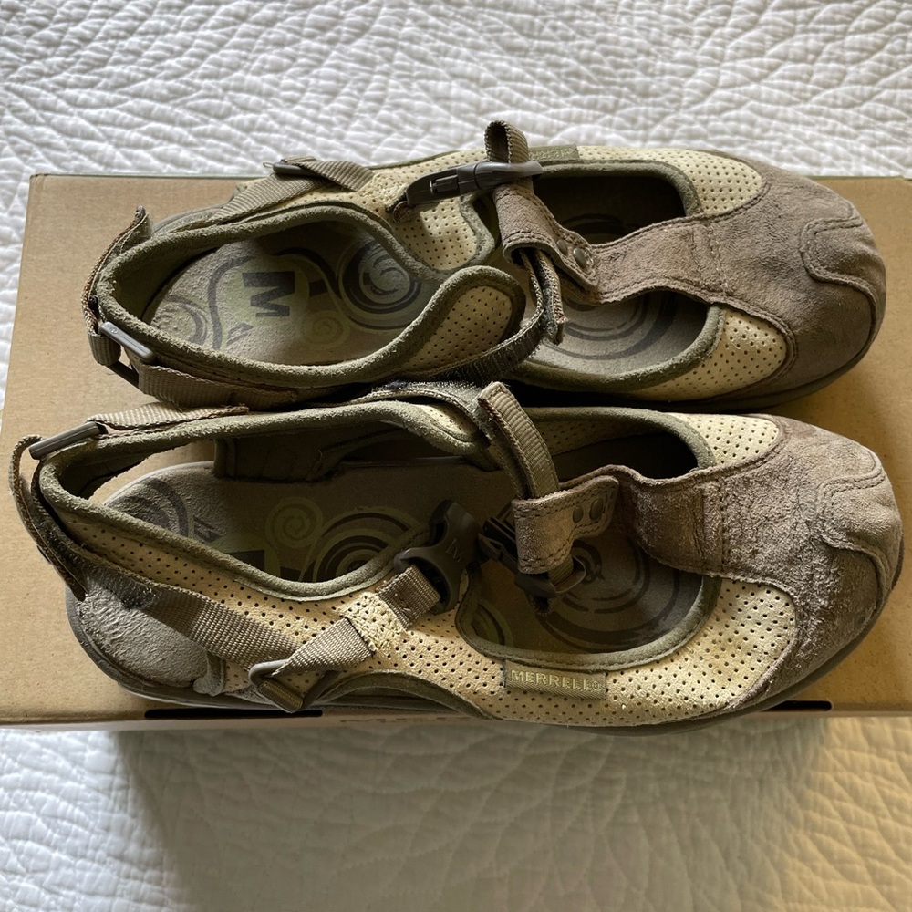 Merrell Womens Size 5.5 Siren Cassia Olive J85230 Mary Jane Suede Sandals
